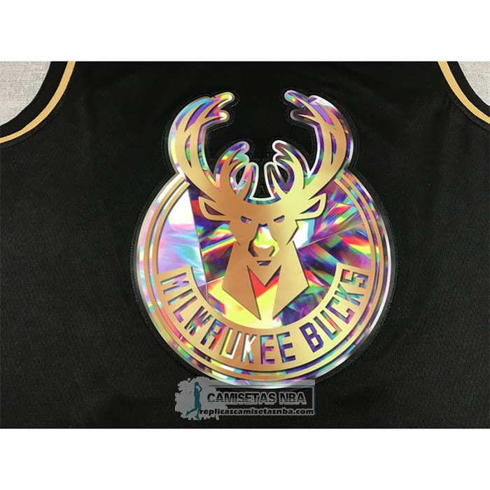 Camiseta Golden Edition Milwaukee Bucks Giannis Antetokounmpo NO 34 2021-22 Negro